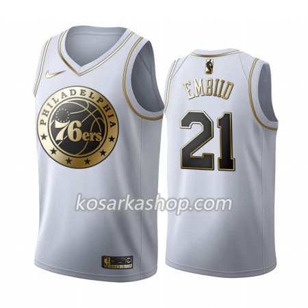 Dres Philadelphia 76ers Joel Embiid 21 Nike 2019-20 Bijela Golden Edition Swingman Dres Philadelphia 76ers Joel Embiid 21 Nike 2019-20 Bijela Golden Edition Swingman
